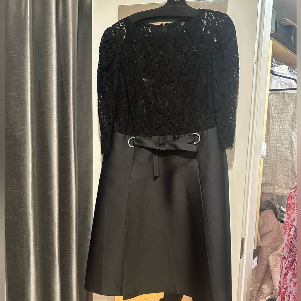 Rickie Freeman Teri Jon Black Lace Evening Dress